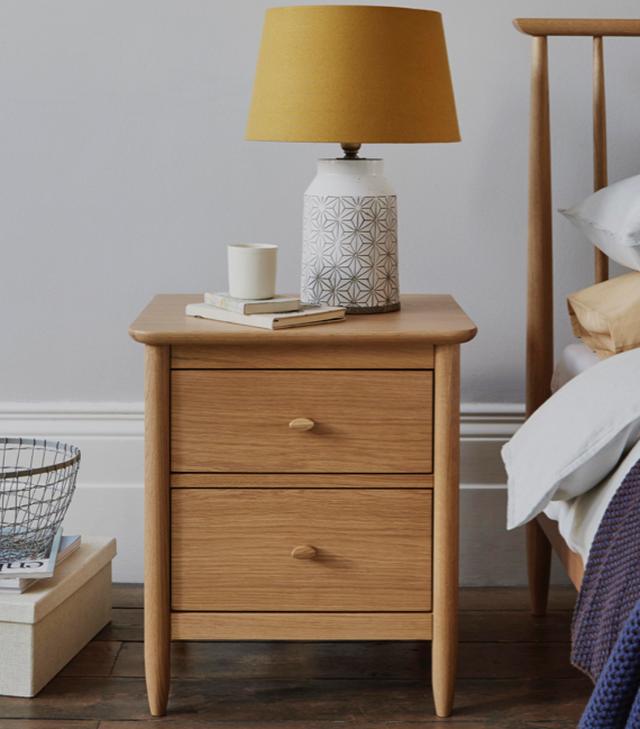 White bedroom ideas – Ercol bedside cabinet